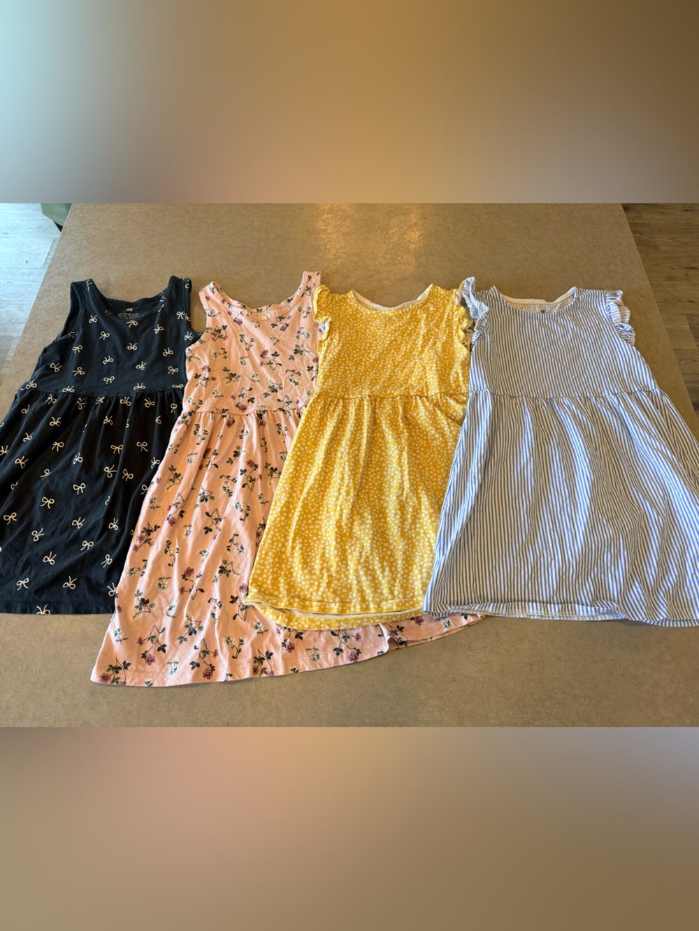 H&M girl’s Mixed-Print dresses — Black, Pink, Yellow, Blue